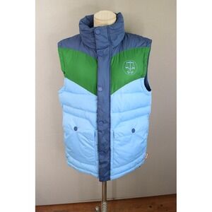 Hunter Original Puffer Vest Medium Blue Green Colorblock Chevron Mens Poly Layer